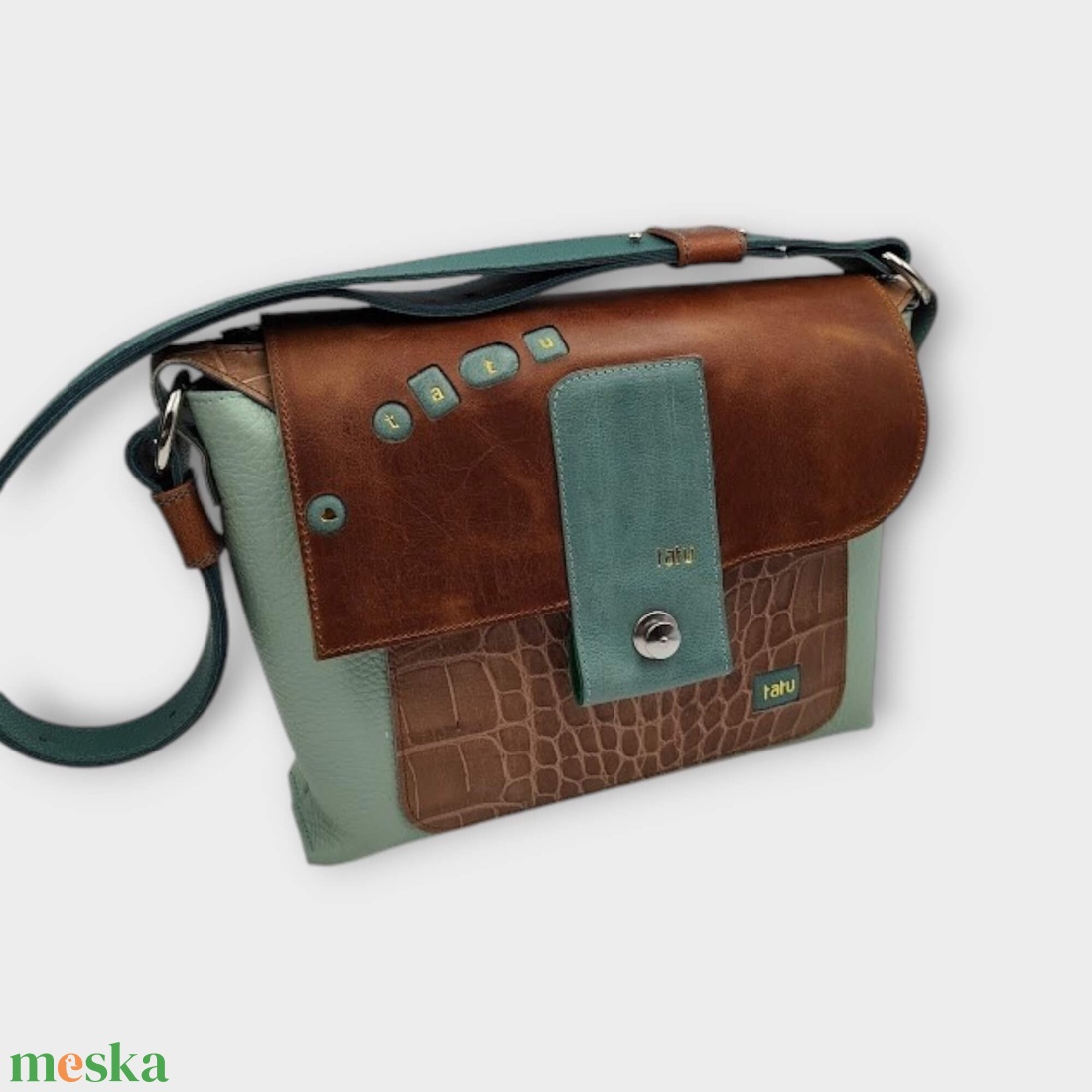 DAVIDA oldaltáska menta/kalligráf - táska & tok - kézitáska & válltáska - válltáska - Meska.hu