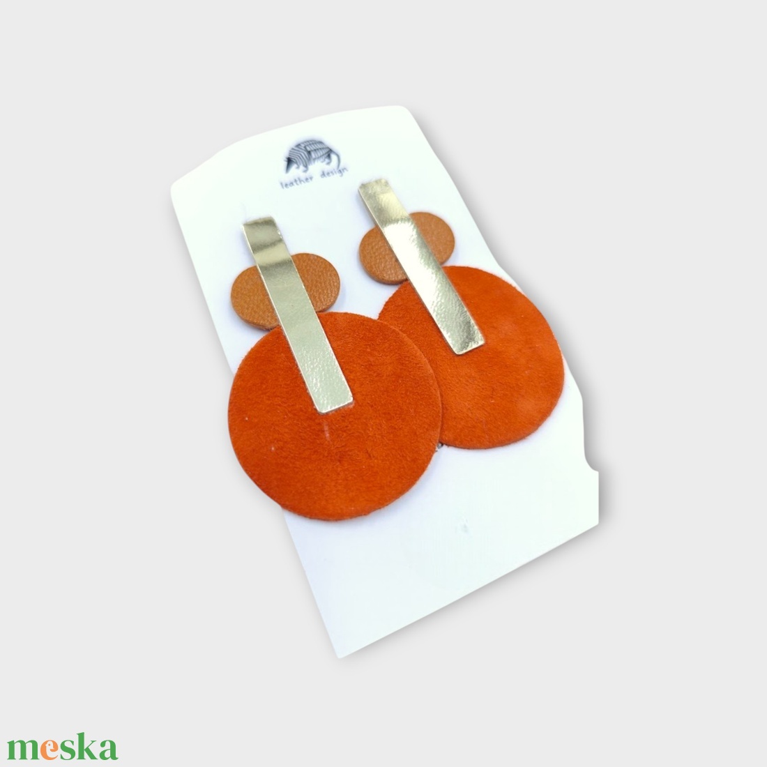 BAUHAUS bőr fülbevaló-AVOCADO - ékszer - fülbevaló - lógó fülbevaló - Meska.hu