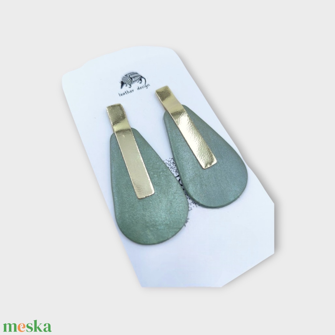 BAUHAUS bőr fülbevaló-AVOCADO - ékszer - fülbevaló - lógó fülbevaló - Meska.hu