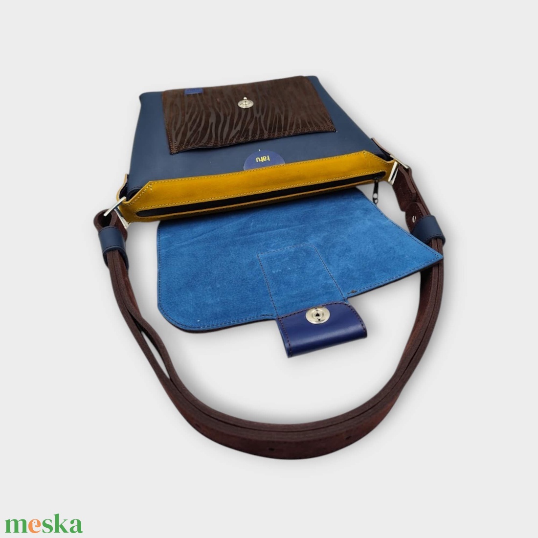 DAVIDA oldaltáska KÉK PETTYES - táska & tok - kézitáska & válltáska - válltáska - Meska.hu