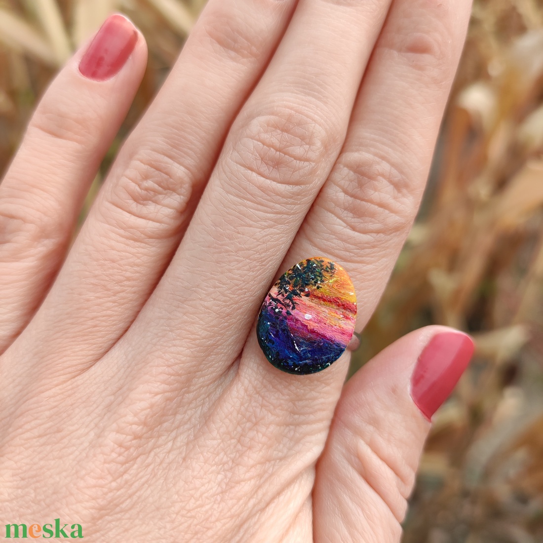 mini naplementés kézzel festett tájképes kavics  naplemente a völgyben gyűrű - ékszer - gyűrű - szoliter gyűrű - Meska.hu mini naplementés kézzel festett tájképes kavics  naplemente a völgyben gyűrű - ékszer - gyűrű - szoliter gyűrű - Meska.hu