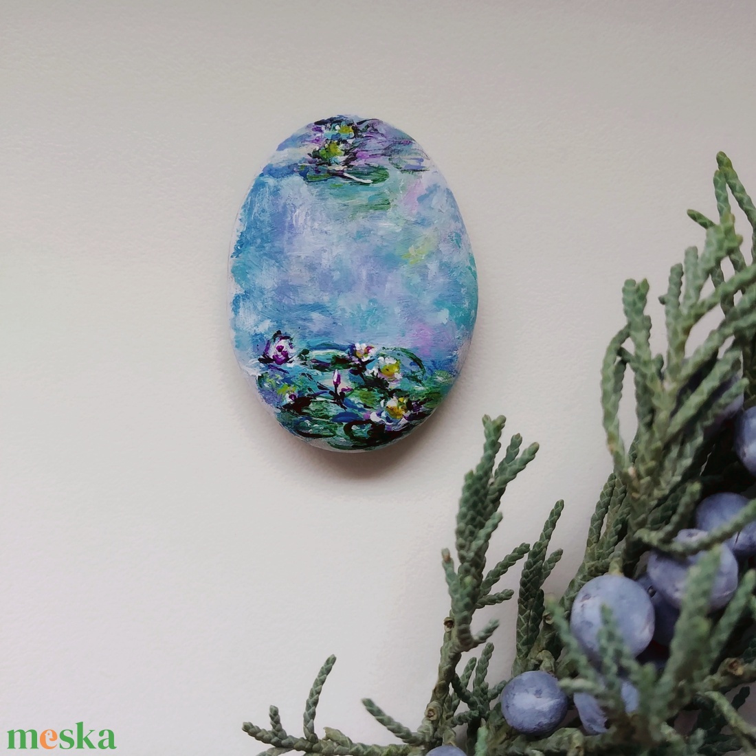 kézzel festett vízililiomos kavics  Monet inspirálta gyűrű - ékszer - gyűrű - szoliter gyűrű - Meska.hu kézzel festett vízililiomos kavics  Monet inspirálta gyűrű - ékszer - gyűrű - szoliter gyűrű - Meska.hu