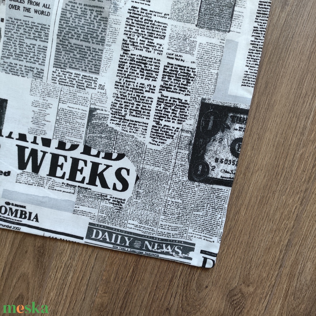 fekete-fehér újság mintás shopper, válltáska - táska & tok - bevásárlás & shopper táska - shopper, textiltáska, szatyor - Meska.hu