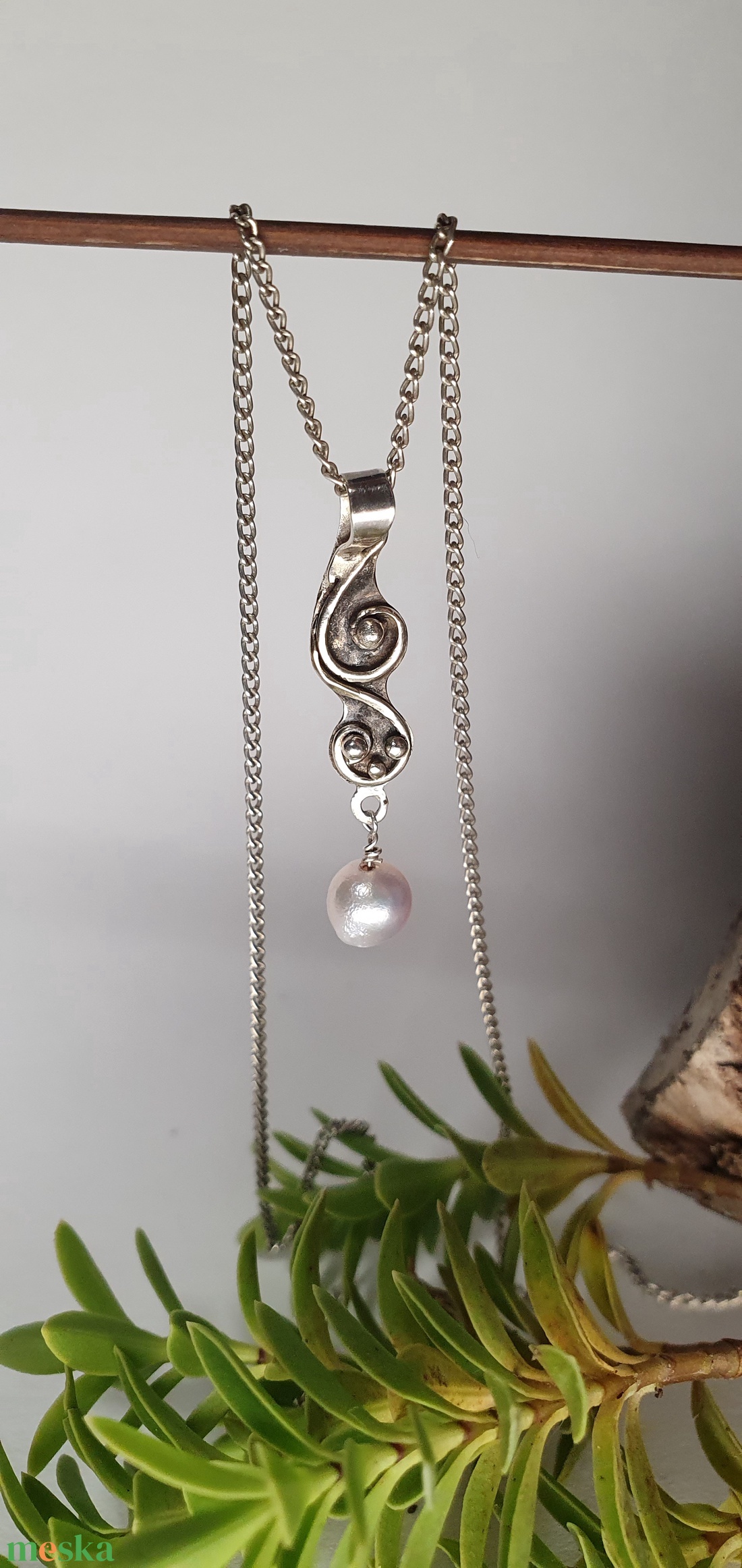 Tengermoraj - 925-ös finomságú ezüst medál, édesvízi gyönggyel - ékszer - nyaklánc - medál - Meska.hu