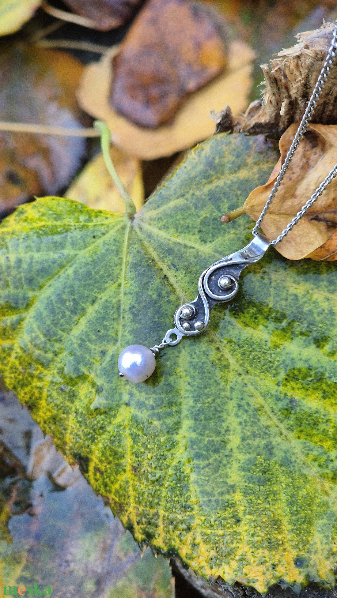 Tengermoraj - 925-ös finomságú ezüst medál, édesvízi gyönggyel - ékszer - nyaklánc - medál - Meska.hu