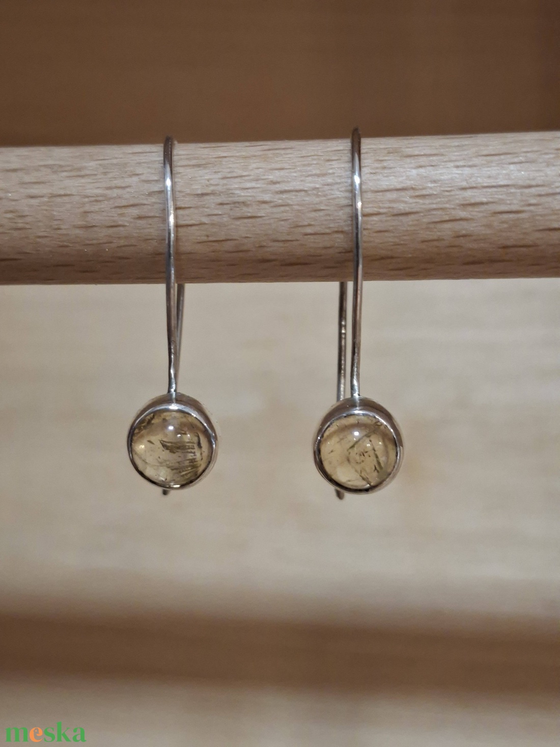 Kamilla - citrin köves ezüst (925) fülbevaló - ékszer - fülbevaló - lógó fülbevaló - Meska.hu