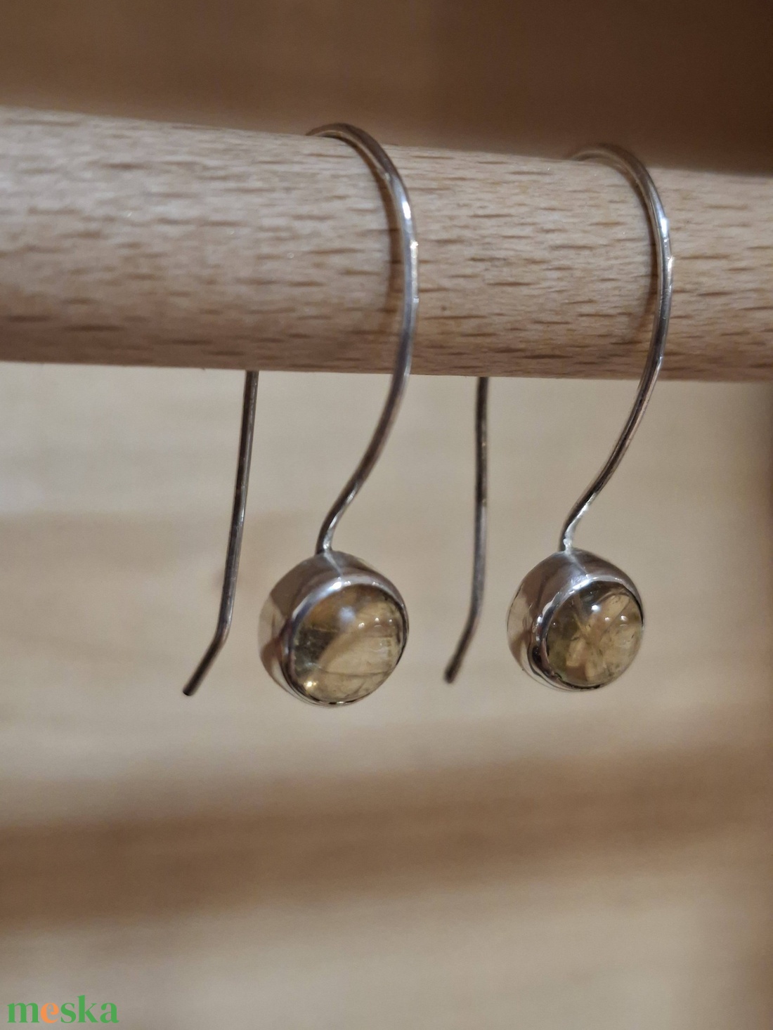 Kamilla - citrin köves ezüst (925) fülbevaló - ékszer - fülbevaló - lógó fülbevaló - Meska.hu