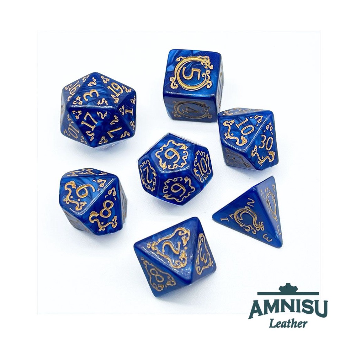 Kék - arany mintás műanyag kockaszett - játék & sport - szerepjáték - Meska.hu