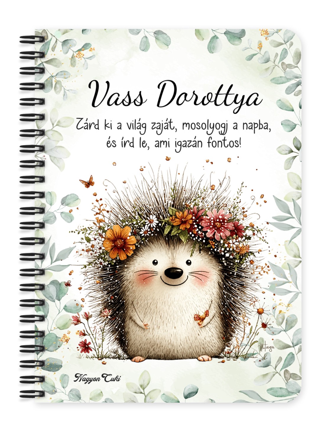 Személyre szabható - A rét mosolygós cukisága, a süni mintás A5-ös füzet - otthon & életmód - papír, írószer - jegyzetfüzet & napló - Meska.hu