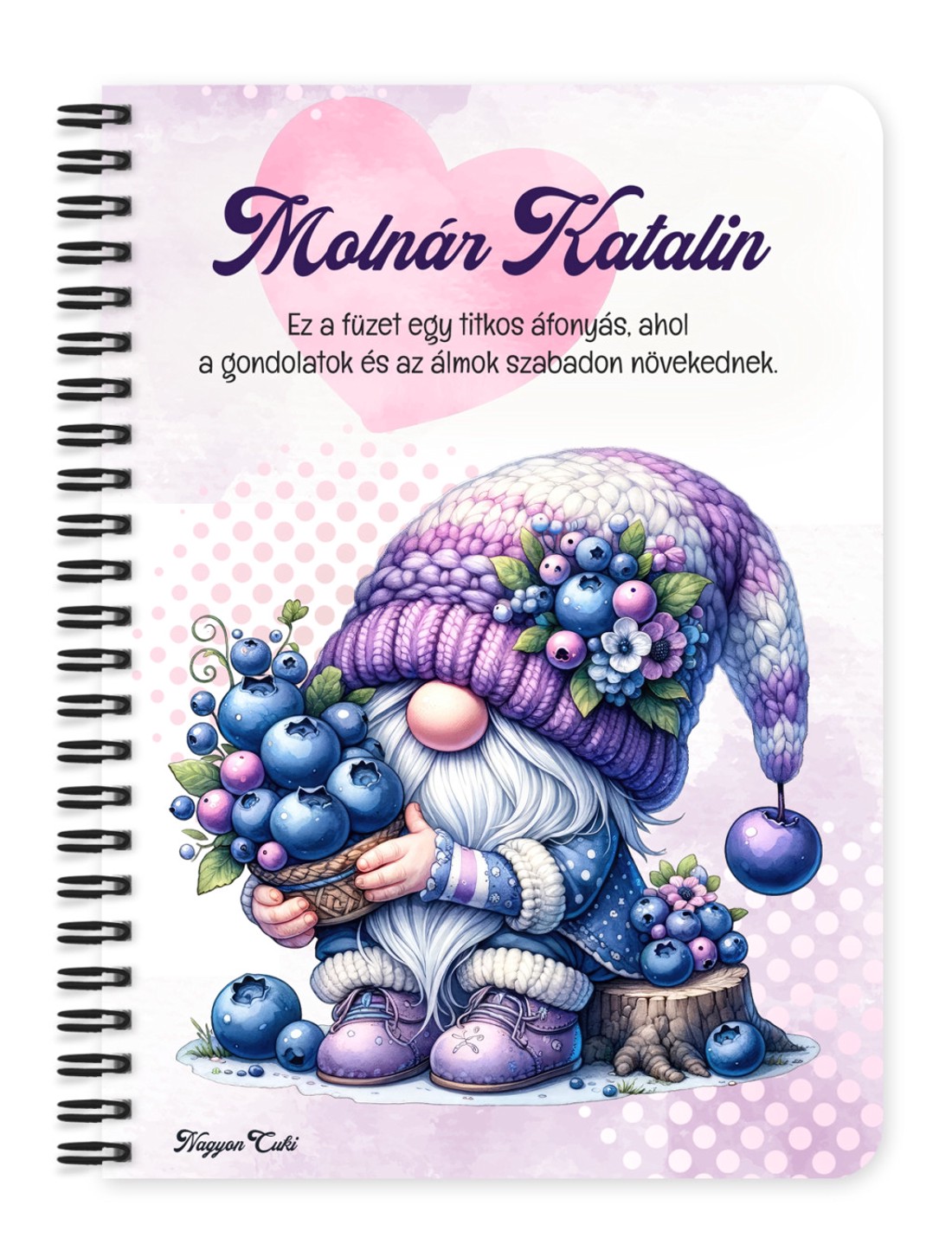 Személyre szabható - Áfonyás manó sok áfonyával mintás A6-os füzet - otthon & életmód - papír, írószer - jegyzetfüzet & napló - Meska.hu
