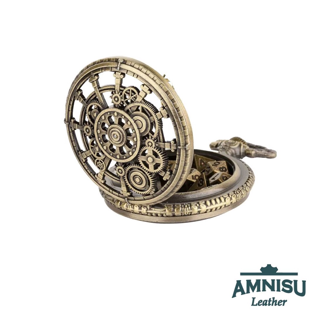 Bronz steampunk mini fém kockaszett zsebóra tokban - játék & sport - szerepjáték - Meska.hu