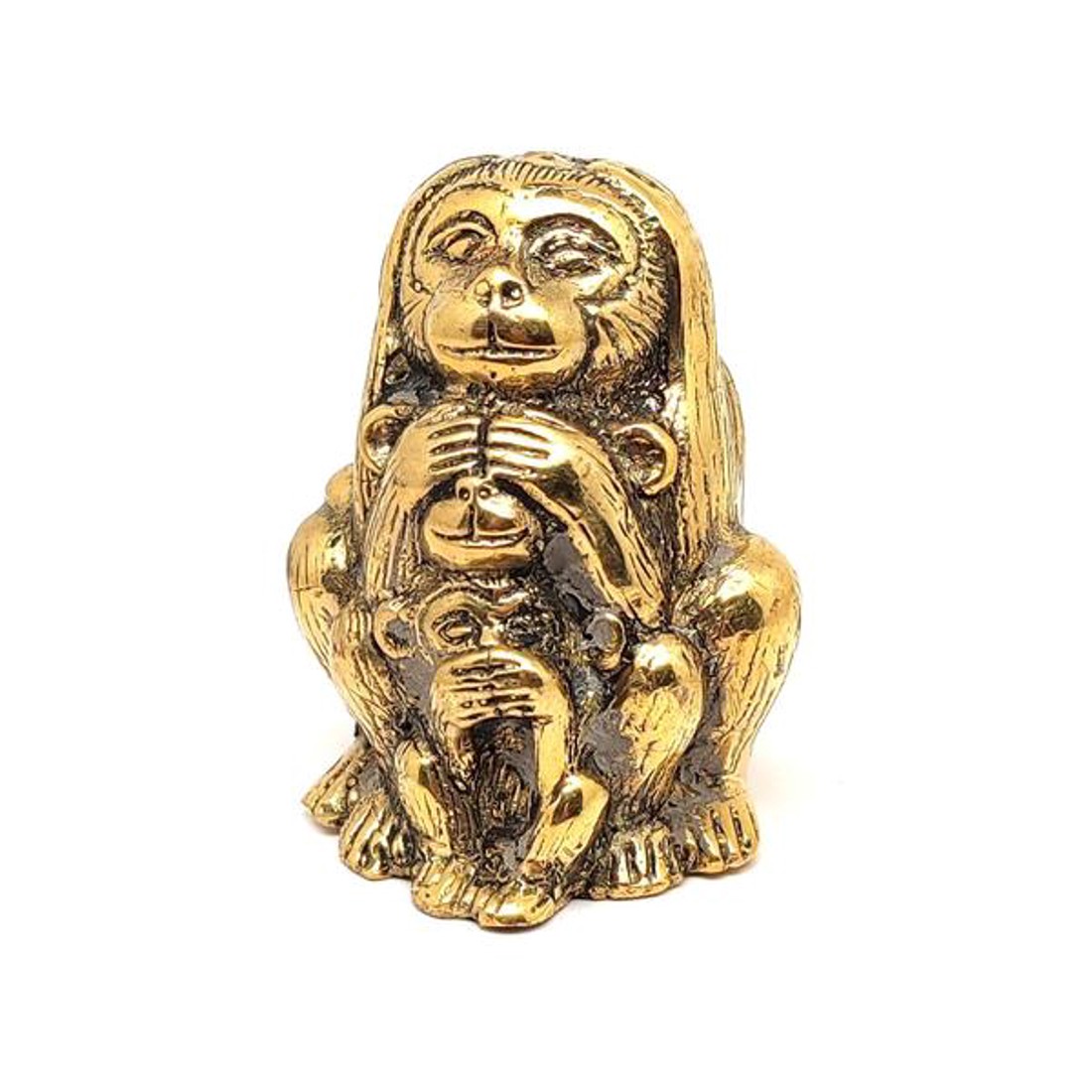 Réz figura Három bölcs majom arany 6x5cm - otthon & életmód - dekoráció - dísztárgy - Meska.hu