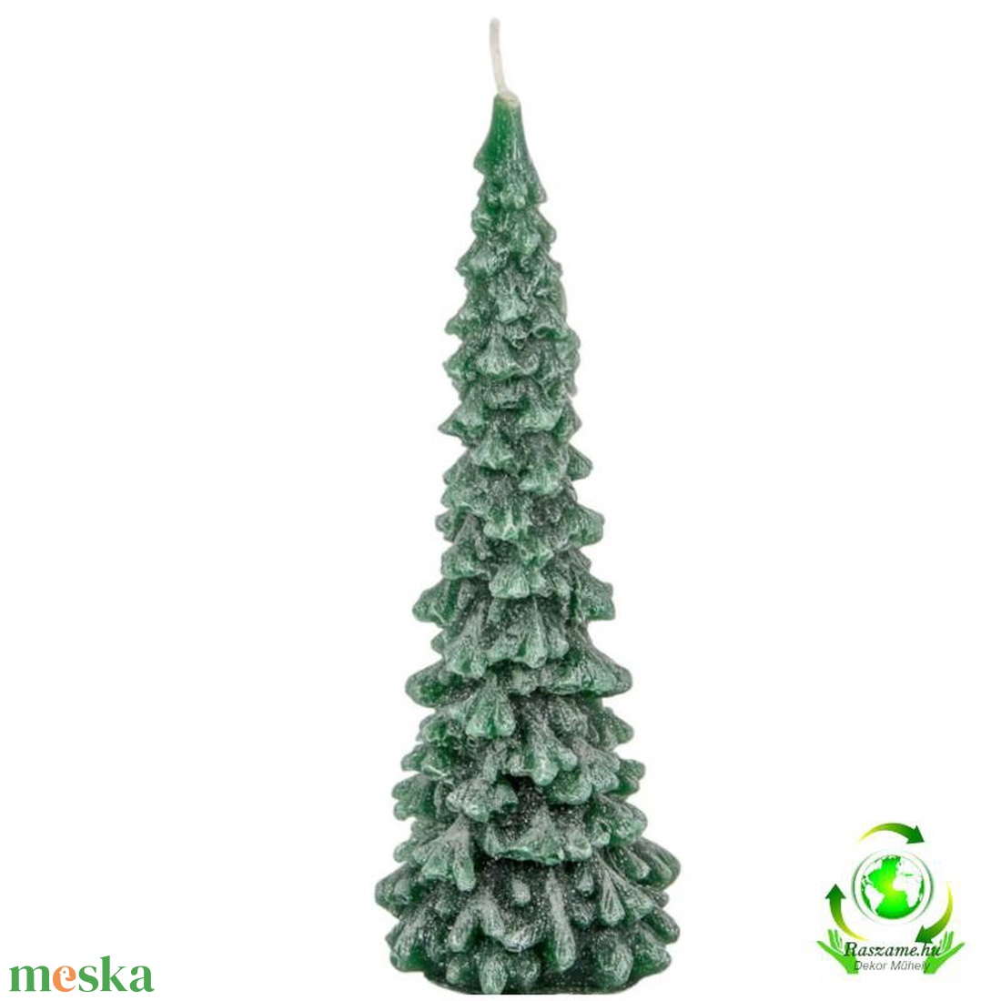 Kontúros nyurga fenyőfa gyertya 80x220 mm - zöld - kellékek & szerszámok - vegyes alapanyag - Meska.hu