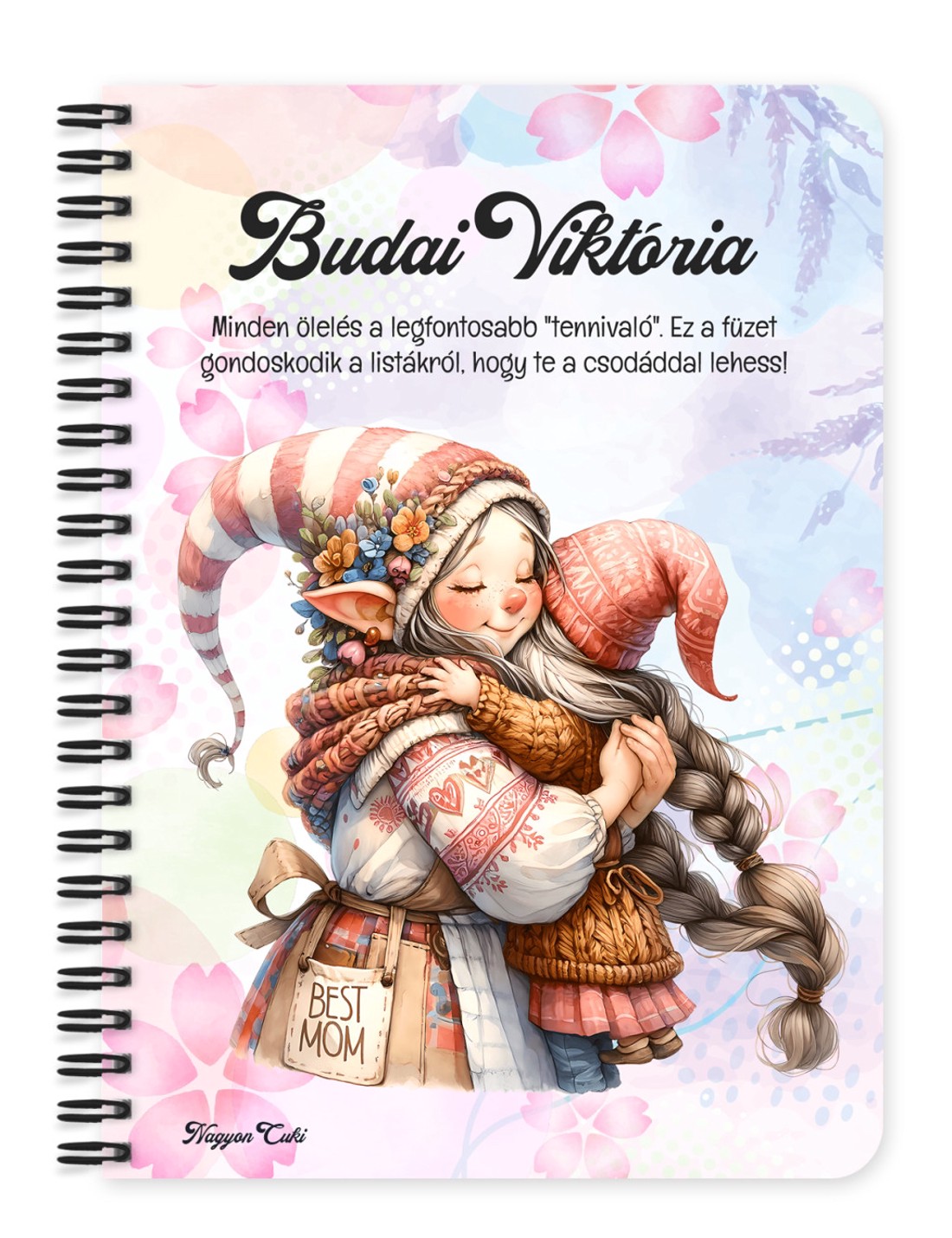 Személyre szabható - Cuki Anya manó és manócskája mintás A5-ös füzet - otthon & életmód - papír, írószer - jegyzetfüzet & napló - Meska.hu