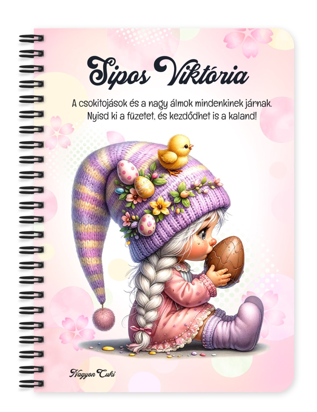 Személyre szabható - Húsvéti manólány csokival mintás A5-ös füzet - otthon & életmód - papír, írószer - jegyzetfüzet & napló - Meska.hu