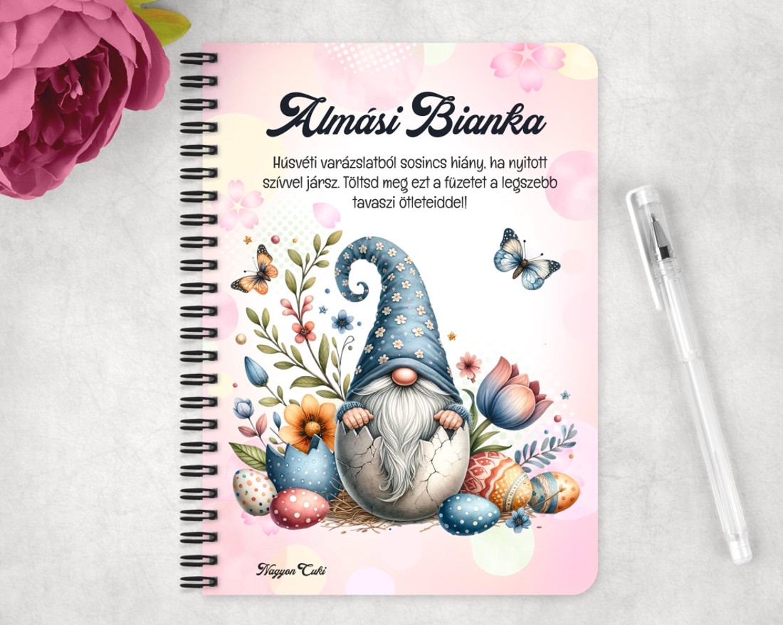 Személyre szabható - Pillangós Húsvéti manó mintás A5-ös füzet - otthon & életmód - papír, írószer - jegyzetfüzet & napló - Meska.hu
