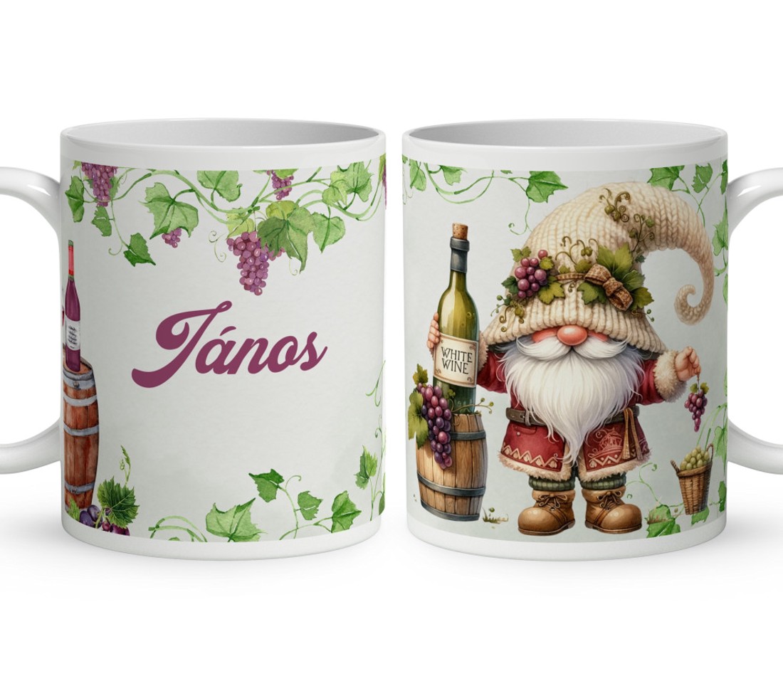 Névvel kérhető - A legjobb borász manó és a fehér bor mintás bögre - otthon & életmód - konyhafelszerelés, tálalás - tálalás - bögre & csésze - Meska.hu