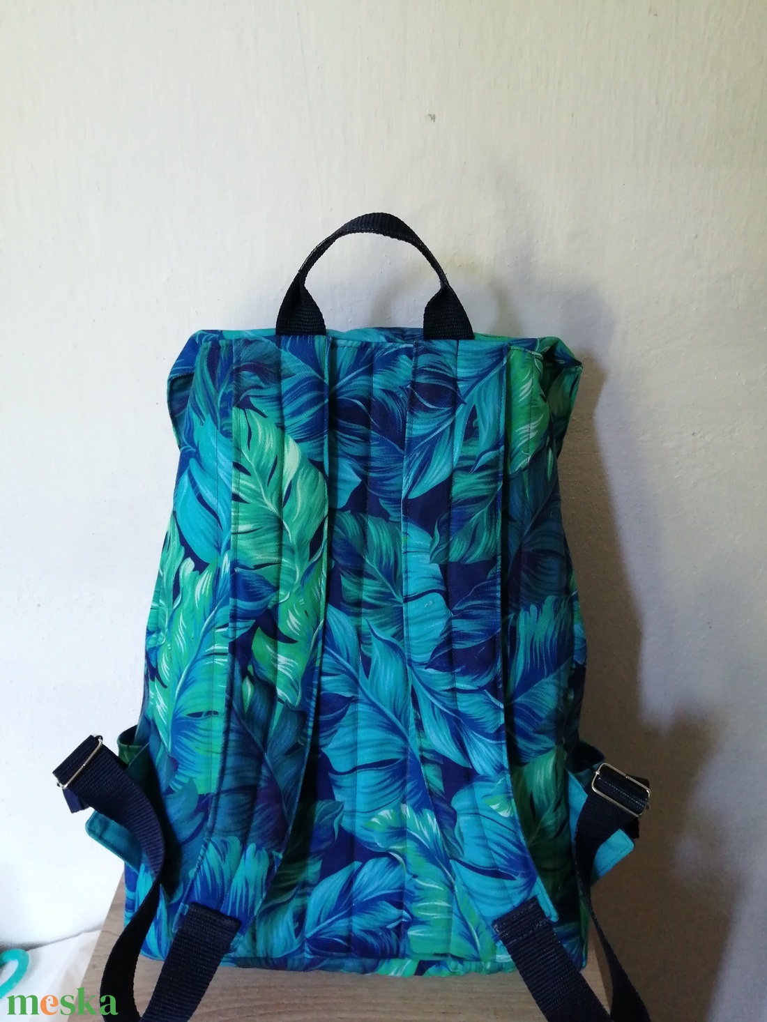 Levélmintás hátizsák, vizlepergető canvas - táska & tok - hátizsák - hátizsák - Meska.hu