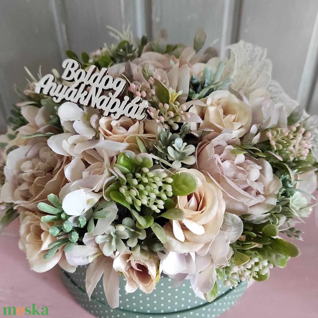 Vintage virágbox,asztaldísz - otthon & életmód - dekoráció - asztal és polc dekoráció - asztaldísz - Meska.hu