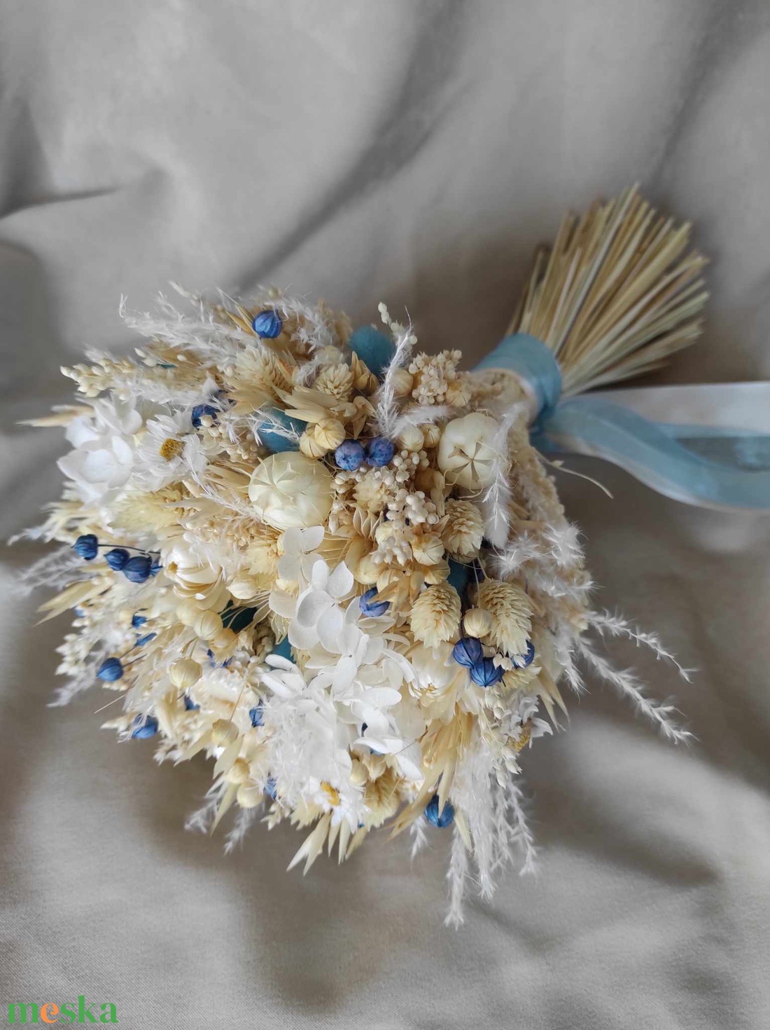 Menyasszonyi csokor kitűzővel(kék) - esküvő - menyasszonyi- és dobócsokor - Meska.hu