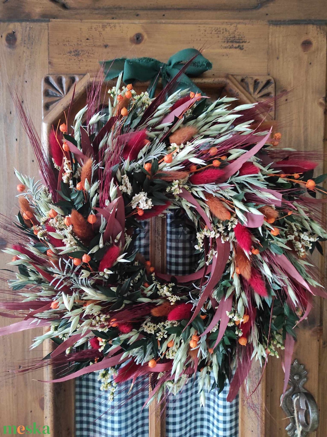 Őszi szárazvirág koszorú,ajtódísz - otthon & életmód - dekoráció - ajtó- és ablak dekoráció - ajtódísz & kopogtató - Meska.hu