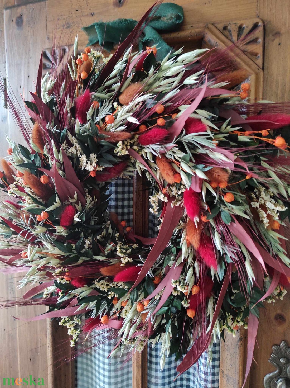 Őszi szárazvirág koszorú,ajtódísz - otthon & életmód - dekoráció - ajtó- és ablak dekoráció - ajtódísz & kopogtató - Meska.hu