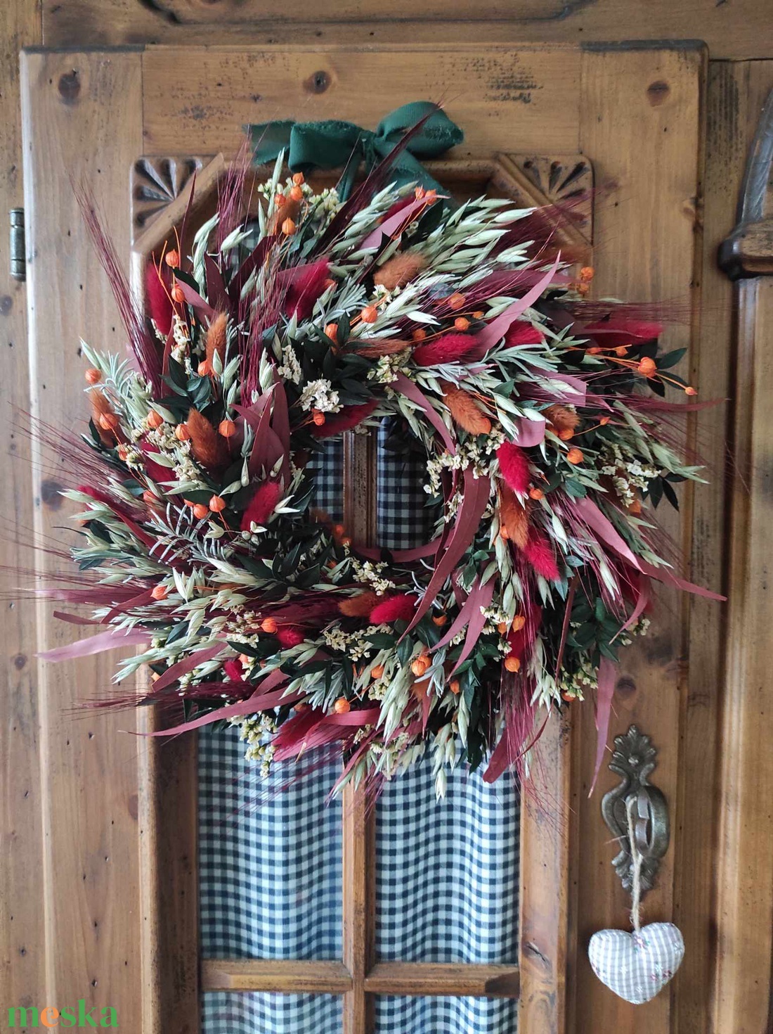 Őszi szárazvirág koszorú,ajtódísz - otthon & életmód - dekoráció - ajtó- és ablak dekoráció - ajtódísz & kopogtató - Meska.hu