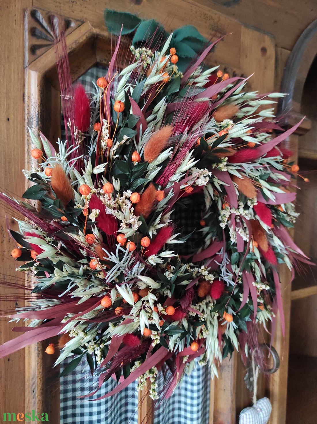 Őszi szárazvirág koszorú,ajtódísz - otthon & életmód - dekoráció - ajtó- és ablak dekoráció - ajtódísz & kopogtató - Meska.hu