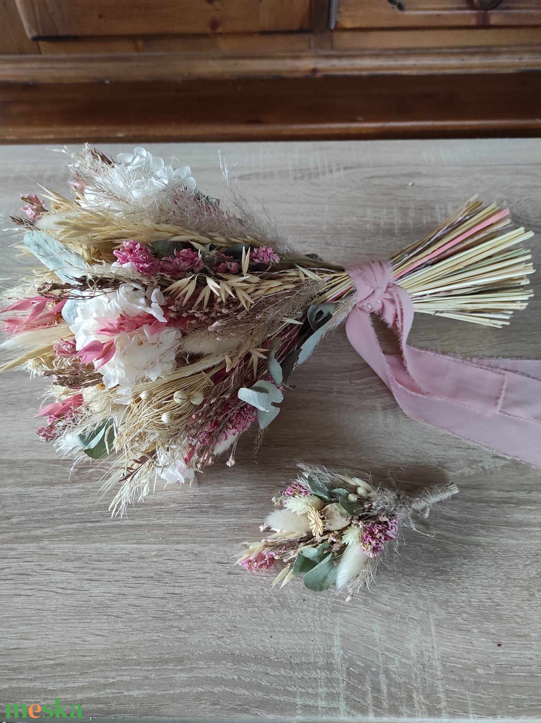 Menyasszonyi csokor kitűzővel(beige-rózsaszín) - esküvő - menyasszonyi- és dobócsokor - Meska.hu