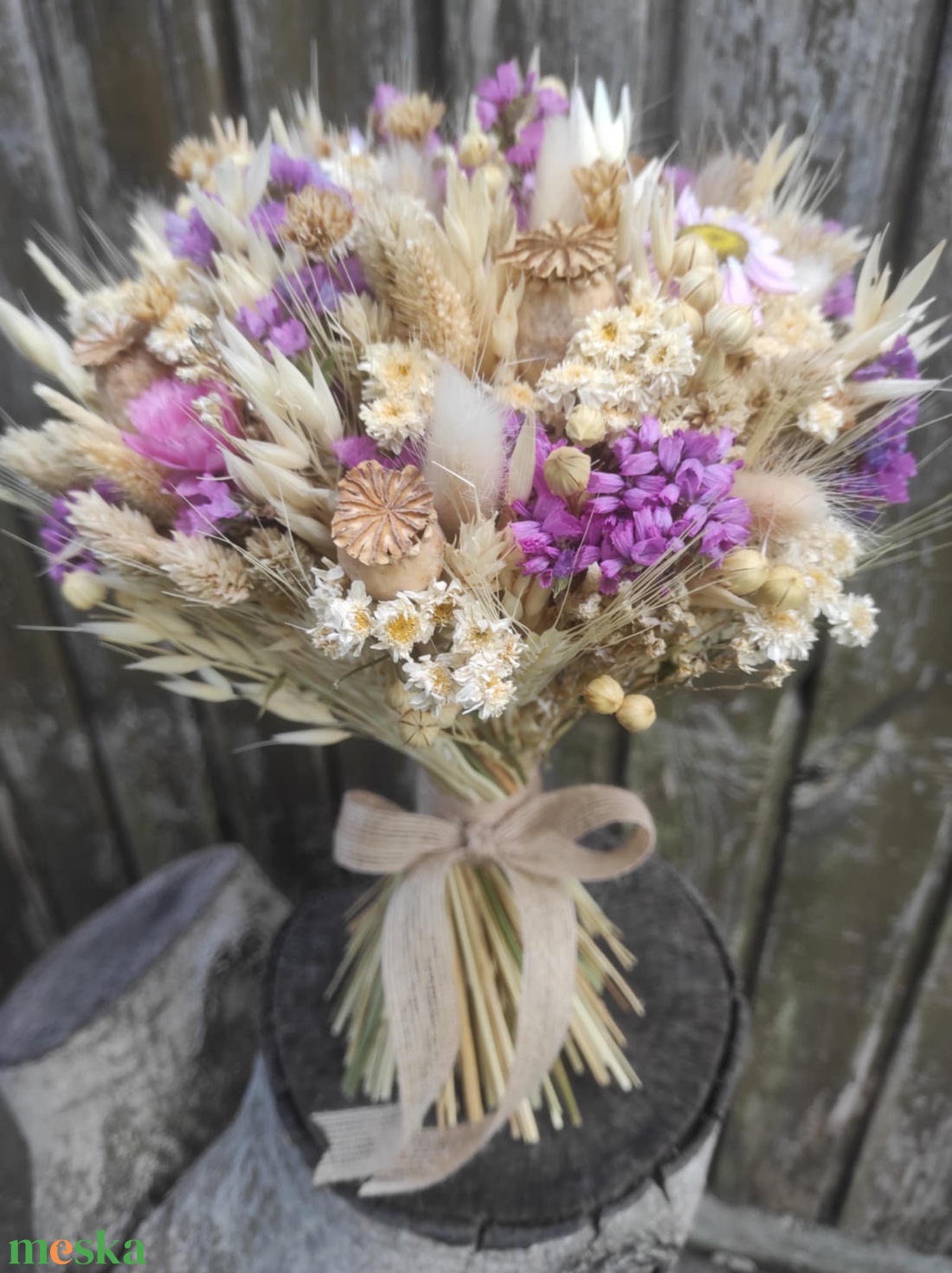 Szárazvirág csokor(beige-pink) - otthon & életmód - dekoráció - virágdísz és tartó - csokor & virágdísz - Meska.hu