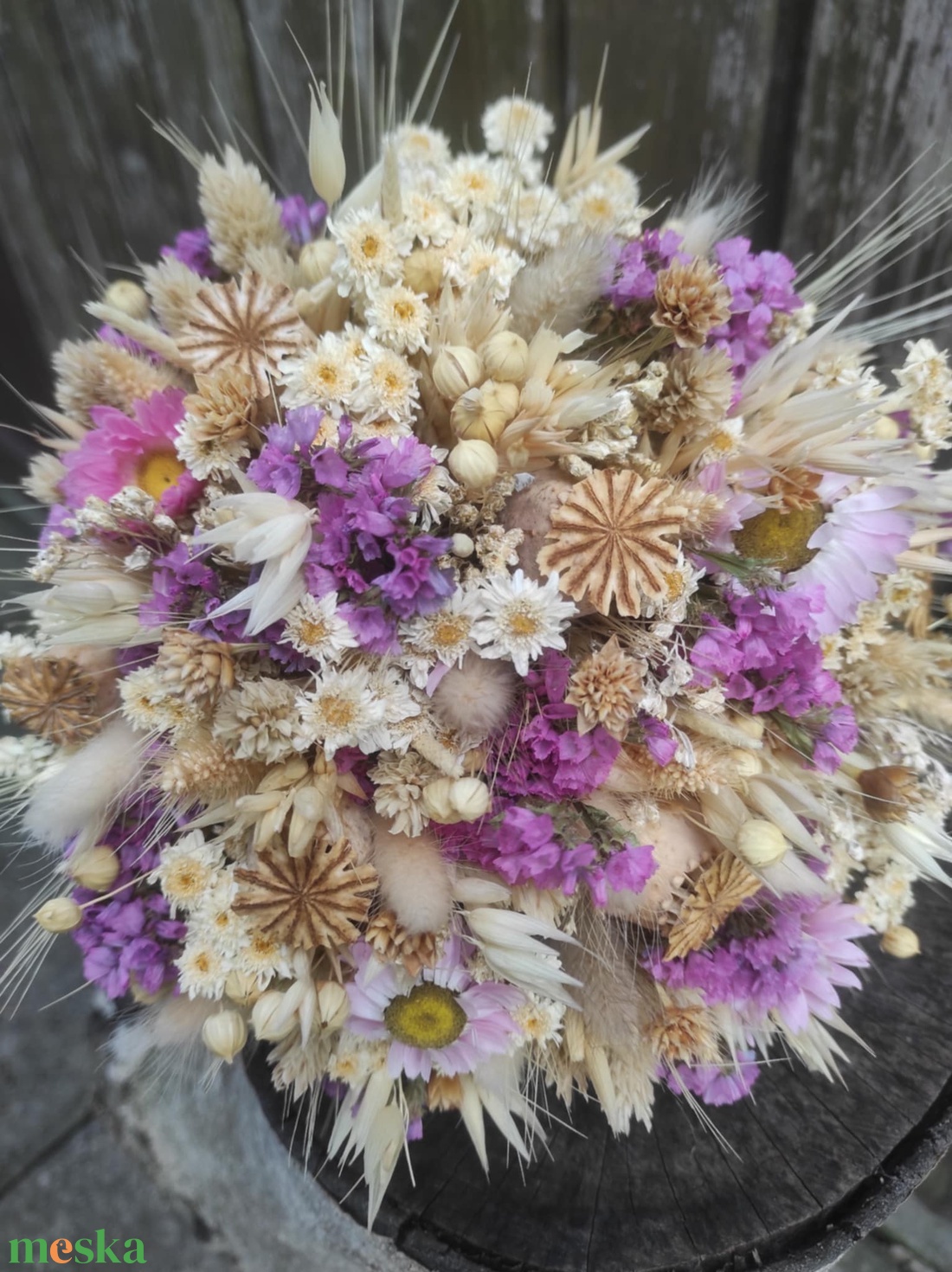 Szárazvirág csokor(beige-pink) - otthon & életmód - dekoráció - virágdísz és tartó - csokor & virágdísz - Meska.hu