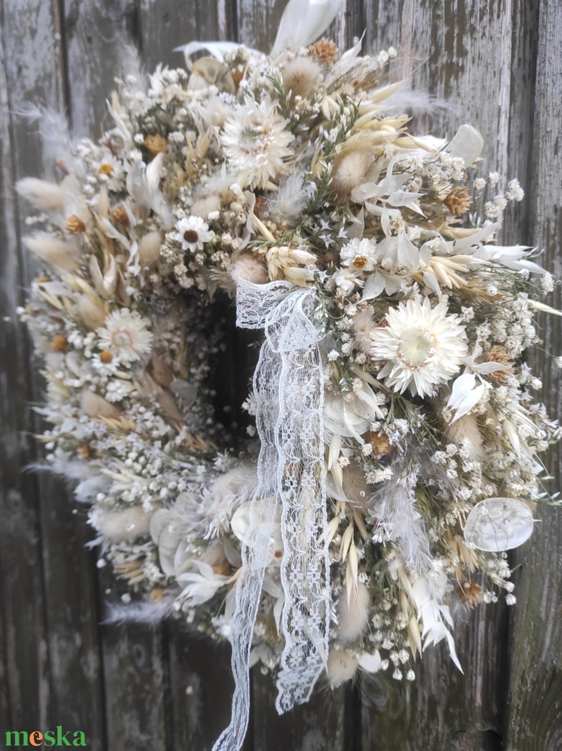 Szárazvirág koszorú,ajtódísz(natúr-beige) - otthon & életmód - dekoráció - ajtó- és ablak dekoráció - ajtódísz & kopogtató - Meska.hu