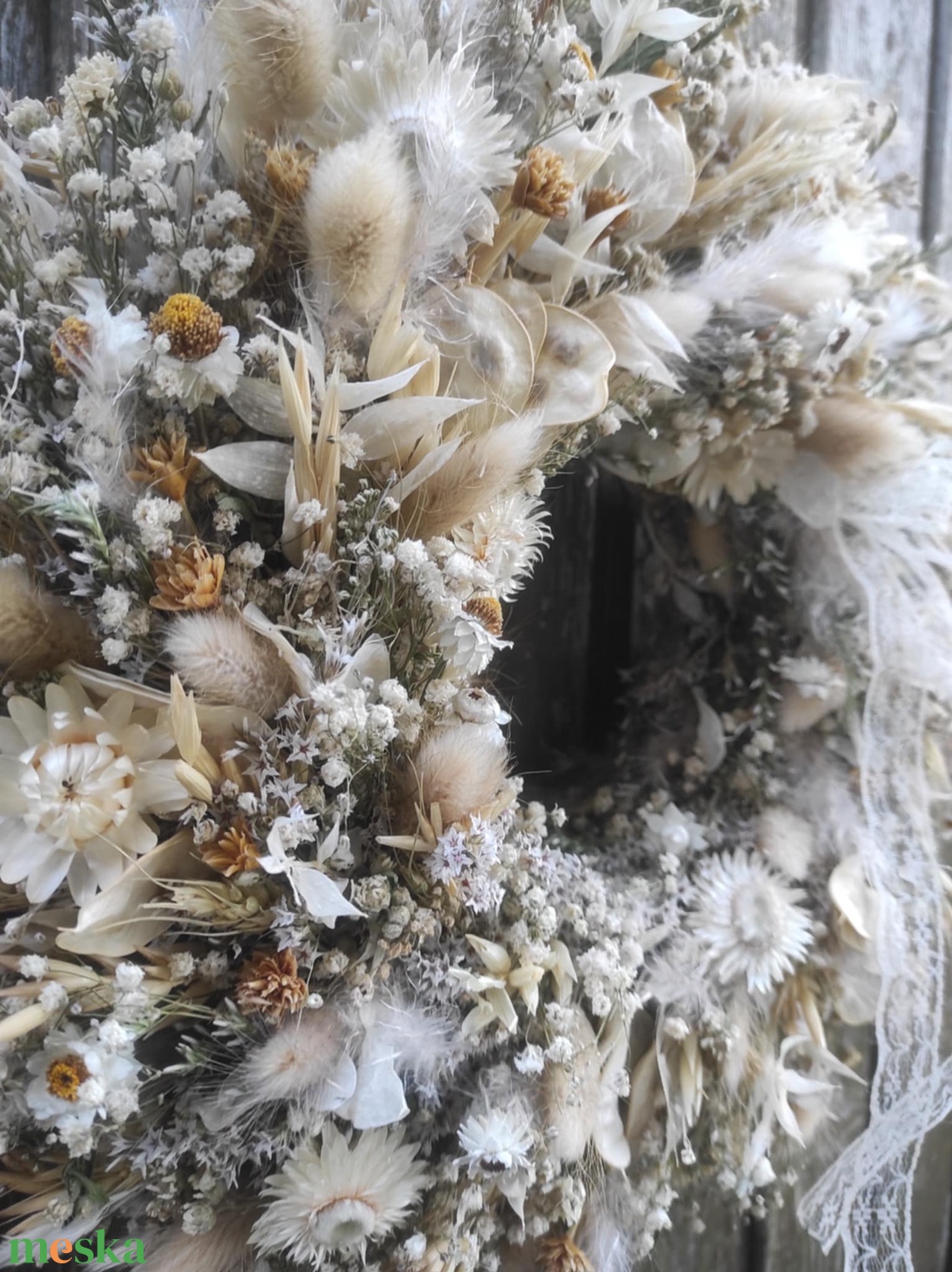 Szárazvirág koszorú,ajtódísz(natúr-beige) - otthon & életmód - dekoráció - ajtó- és ablak dekoráció - ajtódísz & kopogtató - Meska.hu