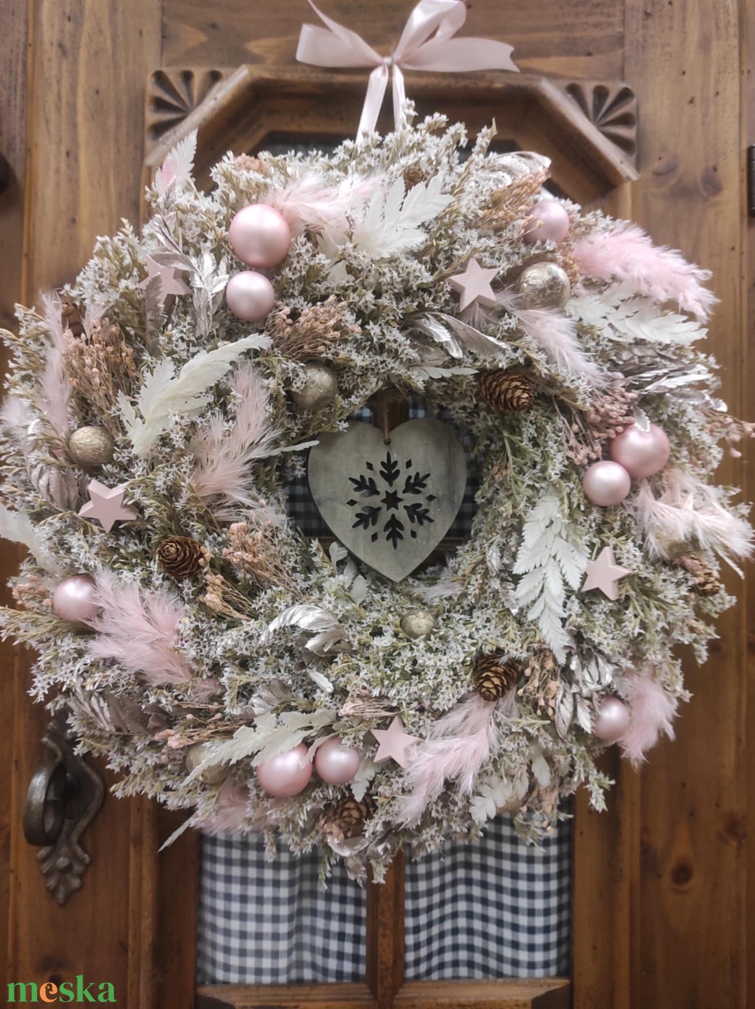 Adventi ajtódísz(szárazvirág) - karácsony - karácsonyi lakásdekoráció - karácsonyi ajtódíszek - Meska.hu