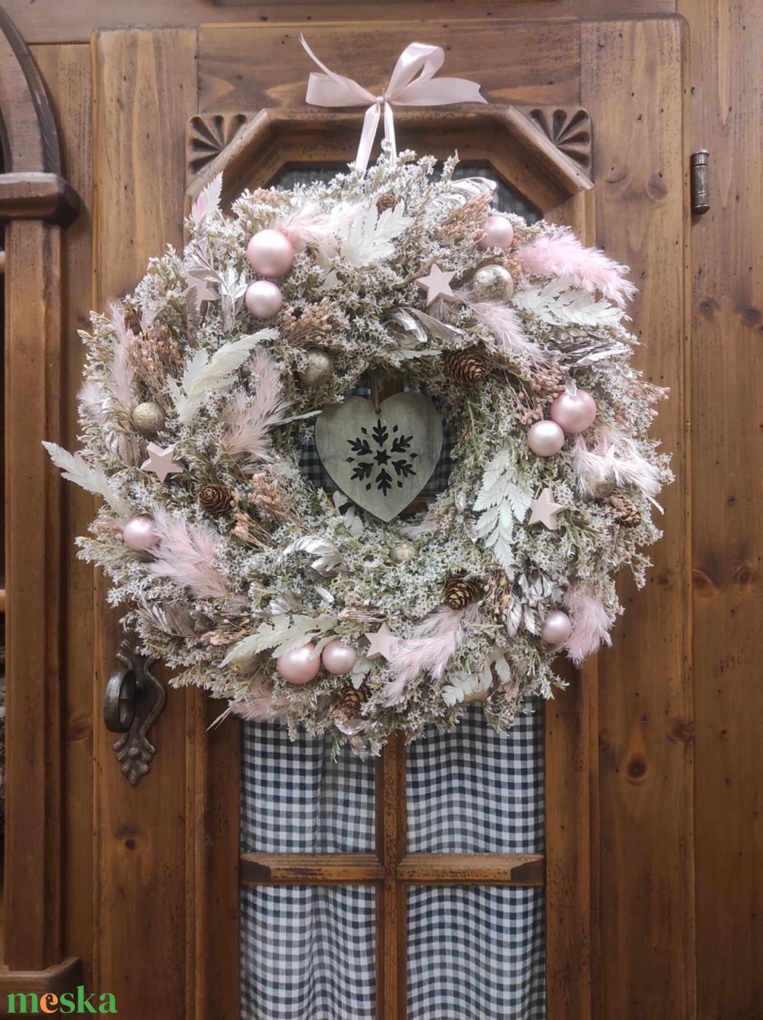 Adventi ajtódísz(szárazvirág) - karácsony - karácsonyi lakásdekoráció - karácsonyi ajtódíszek - Meska.hu