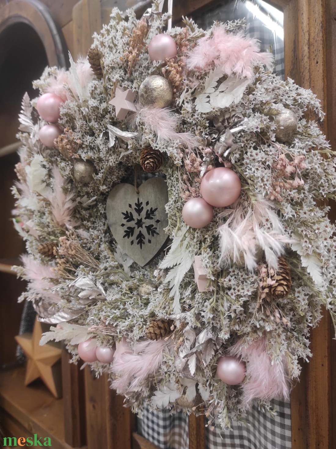 Adventi ajtódísz(szárazvirág) - karácsony - karácsonyi lakásdekoráció - karácsonyi ajtódíszek - Meska.hu