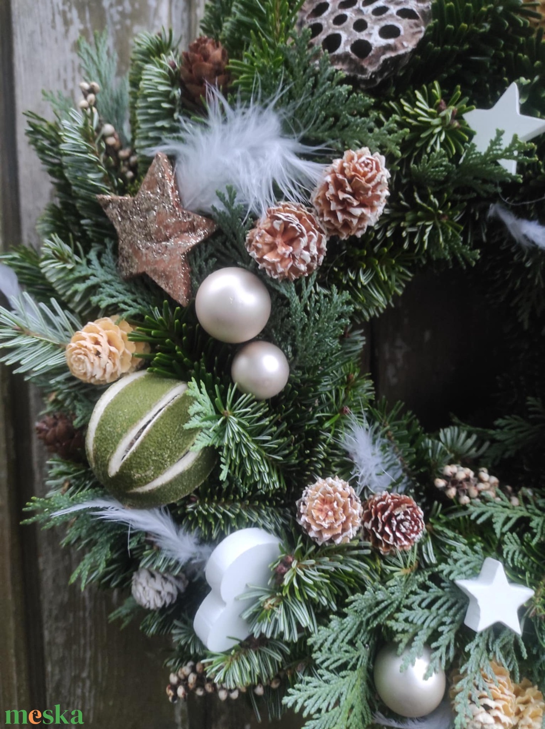 Téli-adventi ajtódísz(élő) - karácsony - adventi díszek - adventi ajtódísz - Meska.hu