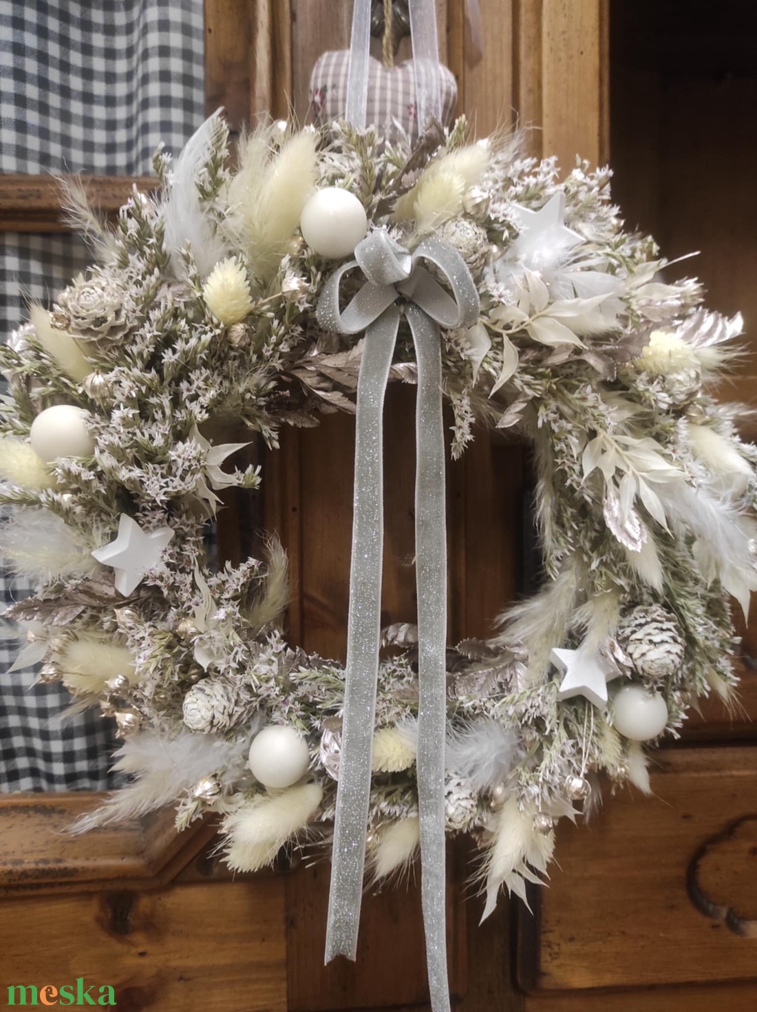 Adventi ajtódísz,kopogtató(fehér) - karácsony - adventi díszek - adventi ajtódísz - Meska.hu