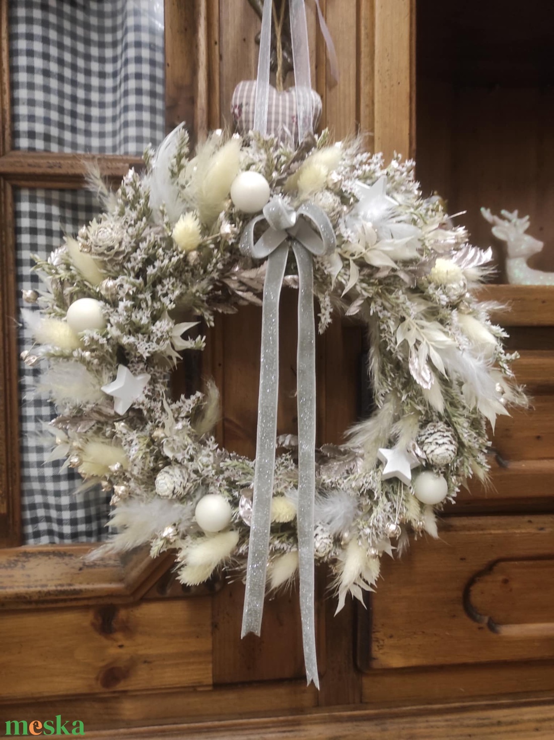 Adventi ajtódísz,kopogtató(fehér) - karácsony - adventi díszek - adventi ajtódísz - Meska.hu