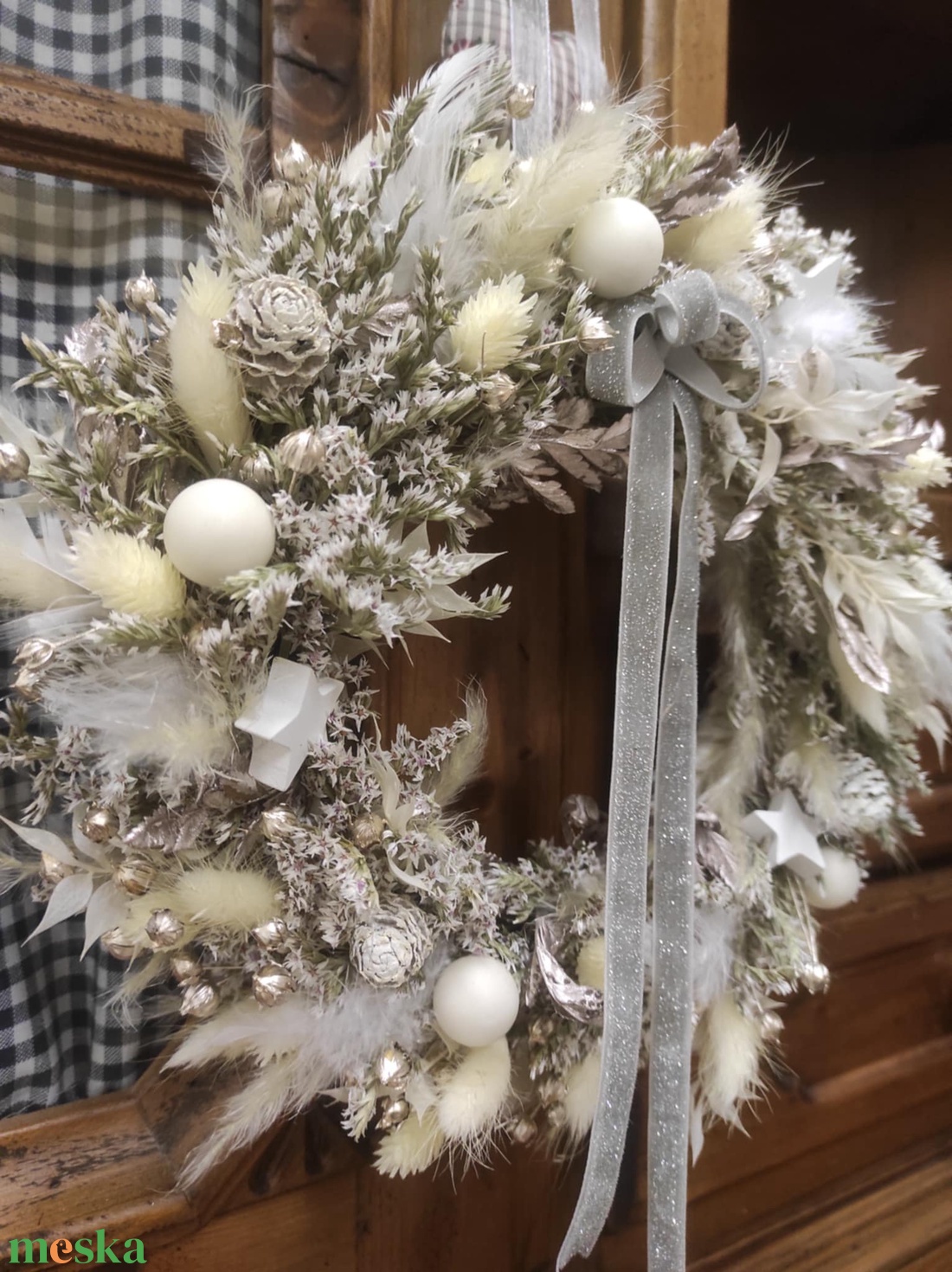 Adventi ajtódísz,kopogtató(fehér) - karácsony - adventi díszek - adventi ajtódísz - Meska.hu