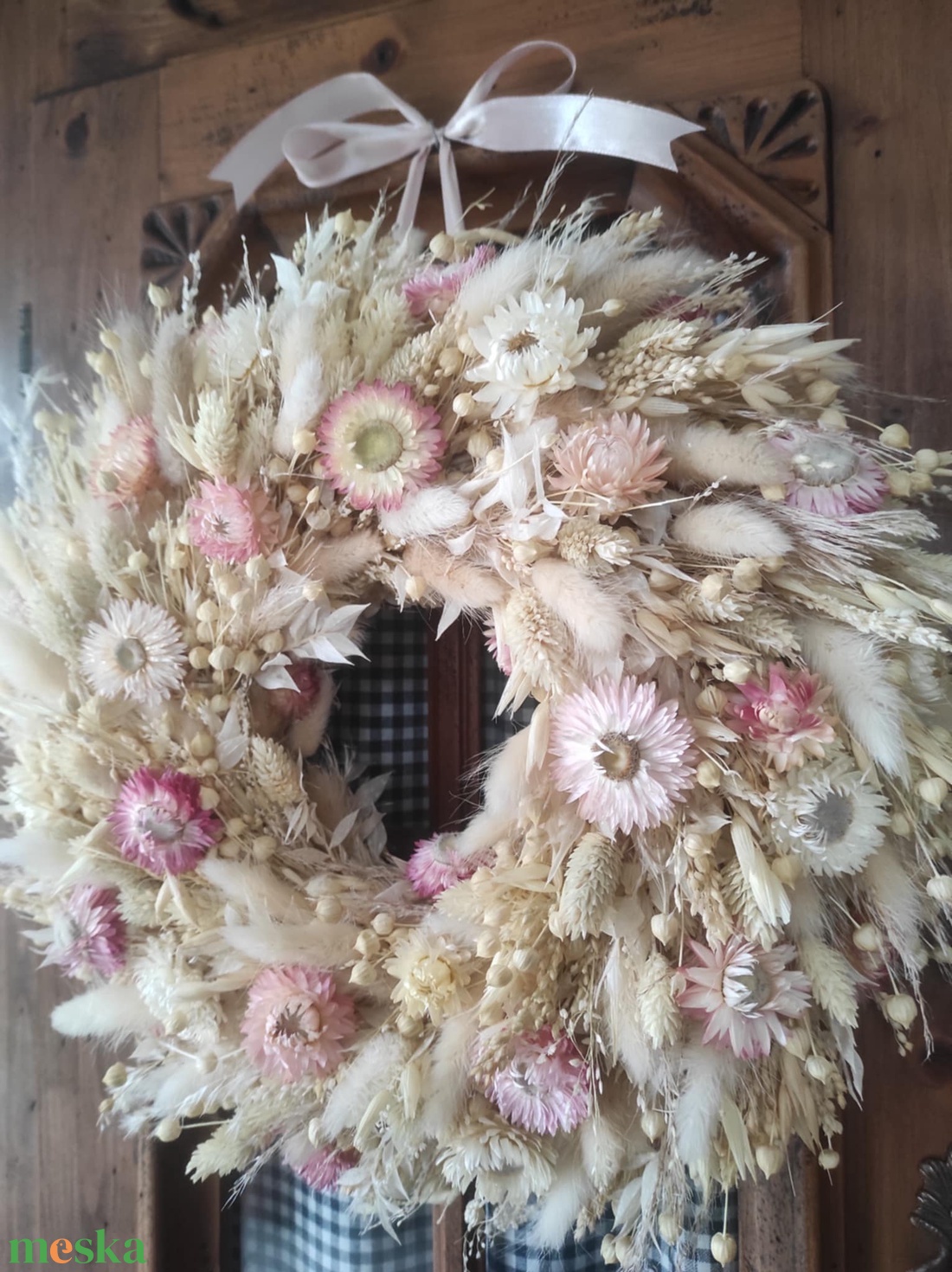 Szárazvirág koszorú,ajtódísz(pasztell) - otthon & életmód - dekoráció - ajtó- és ablak dekoráció - ajtódísz & kopogtató - Meska.hu