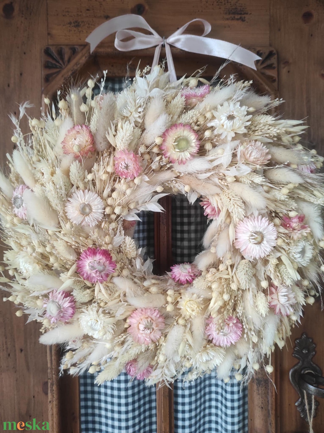 Szárazvirág koszorú,ajtódísz(pasztell) - otthon & életmód - dekoráció - ajtó- és ablak dekoráció - ajtódísz & kopogtató - Meska.hu