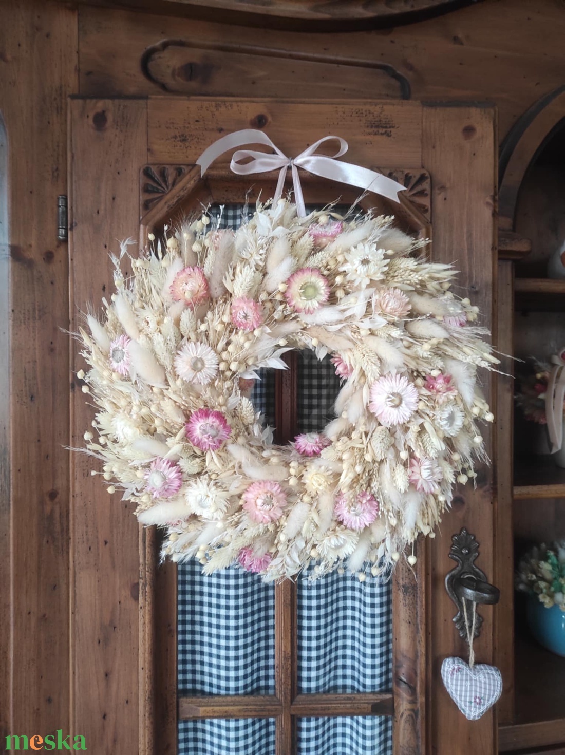 Szárazvirág koszorú,ajtódísz(pasztell) - otthon & életmód - dekoráció - ajtó- és ablak dekoráció - ajtódísz & kopogtató - Meska.hu