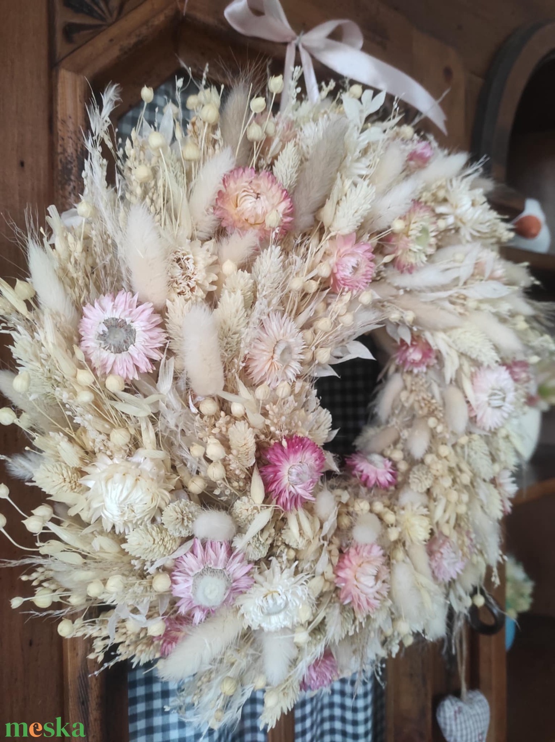 Szárazvirág koszorú,ajtódísz(pasztell) - otthon & életmód - dekoráció - ajtó- és ablak dekoráció - ajtódísz & kopogtató - Meska.hu
