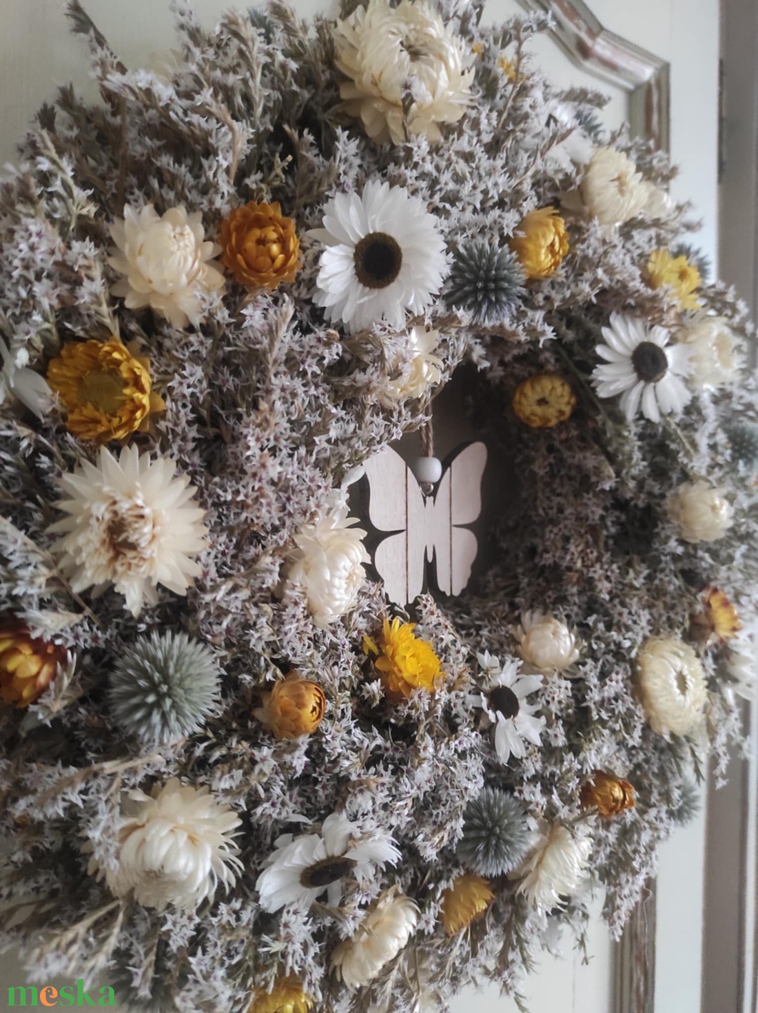 Tavaszi szárazvirág koszorú,ajtódísz - otthon & életmód - dekoráció - ajtó- és ablak dekoráció - ajtódísz & kopogtató - Meska.hu