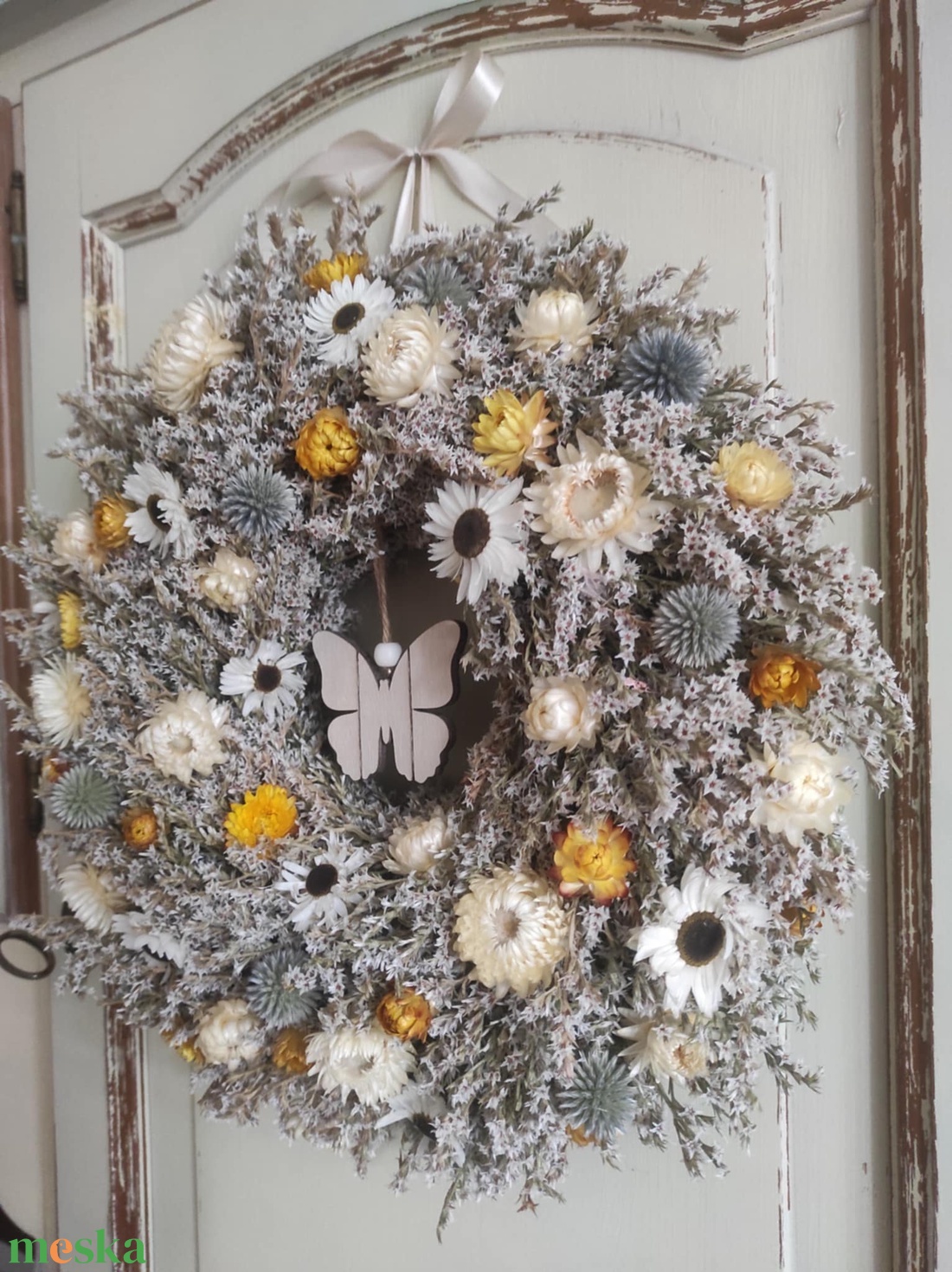Tavaszi szárazvirág koszorú,ajtódísz - otthon & életmód - dekoráció - ajtó- és ablak dekoráció - ajtódísz & kopogtató - Meska.hu