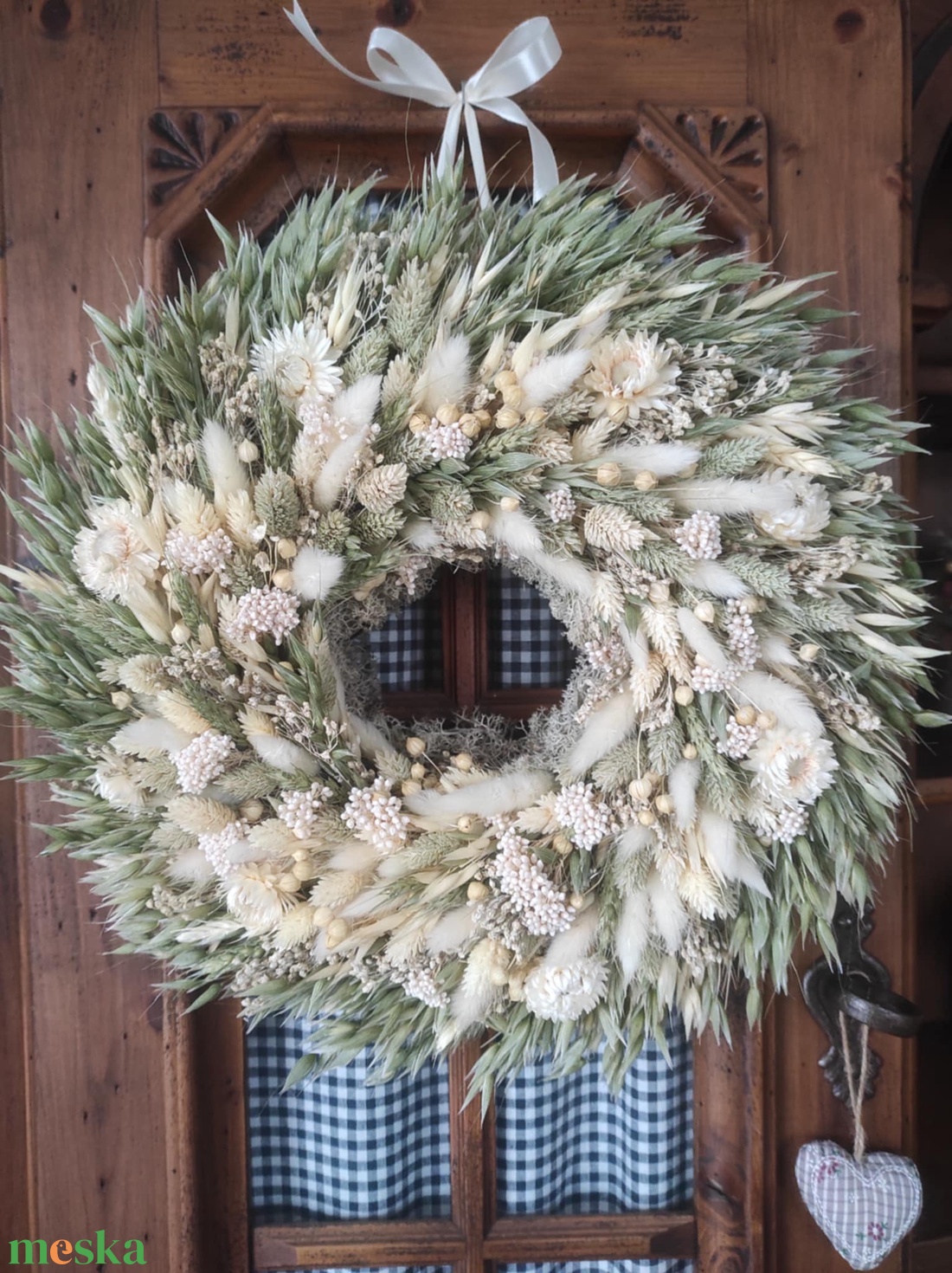 Szárazvirág koszorú,ajtódísz(natúr) - otthon & életmód - dekoráció - ajtó- és ablak dekoráció - ajtódísz & kopogtató - Meska.hu