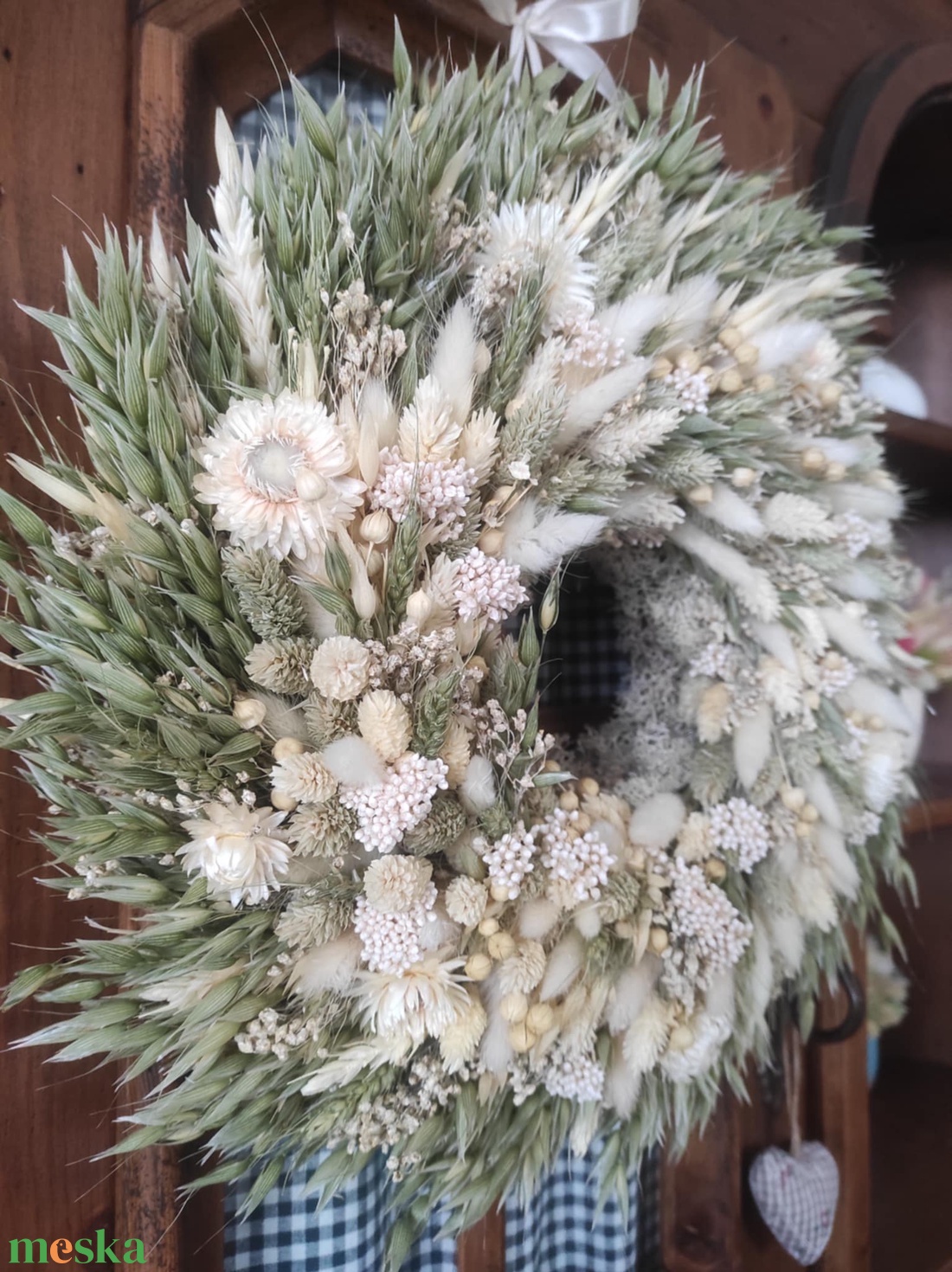 Szárazvirág koszorú,ajtódísz(natúr) - otthon & életmód - dekoráció - ajtó- és ablak dekoráció - ajtódísz & kopogtató - Meska.hu