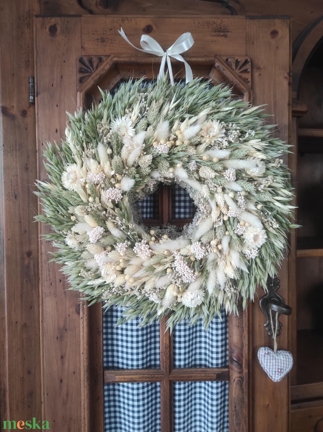 Szárazvirág koszorú,ajtódísz(natúr) - otthon & életmód - dekoráció - ajtó- és ablak dekoráció - ajtódísz & kopogtató - Meska.hu