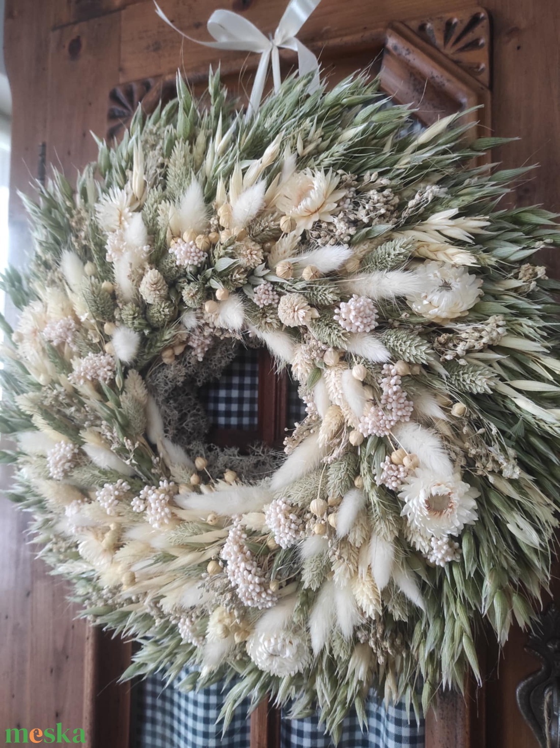 Szárazvirág koszorú,ajtódísz(natúr) - otthon & életmód - dekoráció - ajtó- és ablak dekoráció - ajtódísz & kopogtató - Meska.hu